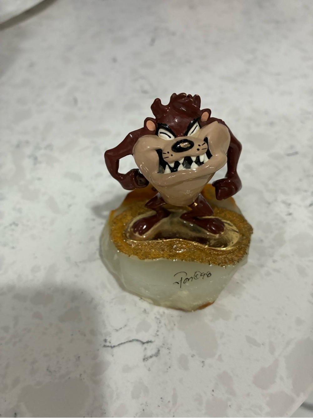 Taz Warner Bros Resin Figurine on Agate Base - Brown